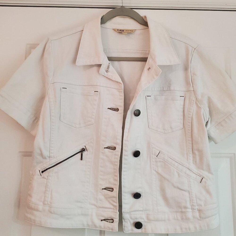 Vintage CAbi short-sleeve white denim jacket, UGC,